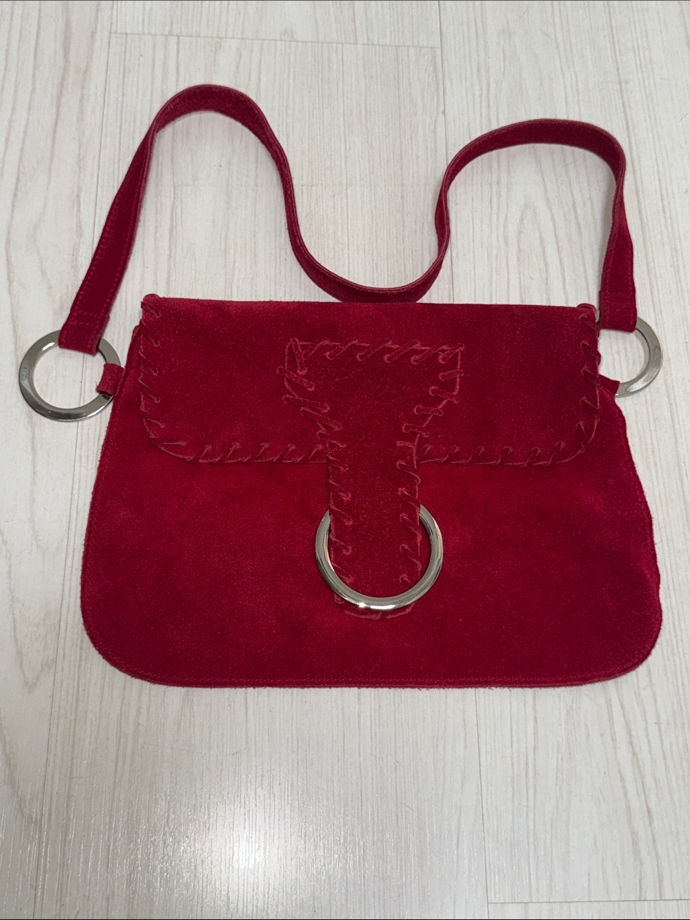 Xhilaration Red Suede Shoulder Bag